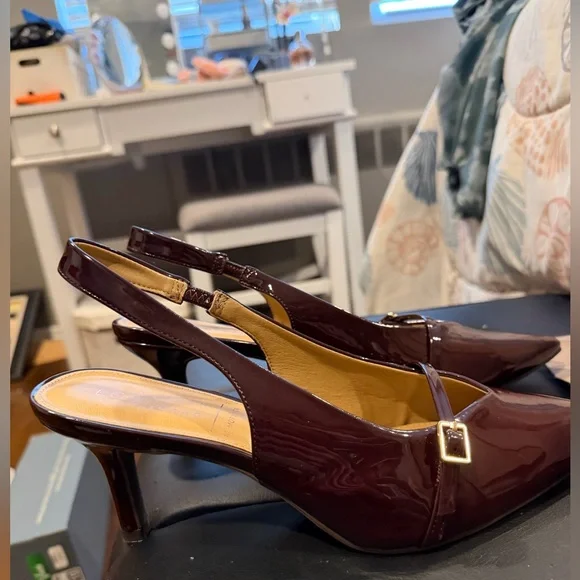 Kohl’s pumps with sling back- burgundy maroon color size 9.5 women’s, never worn - Picture 5 of 6